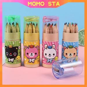 MOMO 12 Colors Cartoon Color Pencil Set With Pencil Sharpener Art Painting Pencil School Supplies