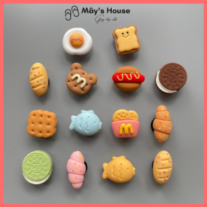 Set14 Jibbitz Sticker Charm 3D chủ đề Food DIY nhựa cứng gắn Dép Crocs Cross Dép Sục Cá Sấu MayTo