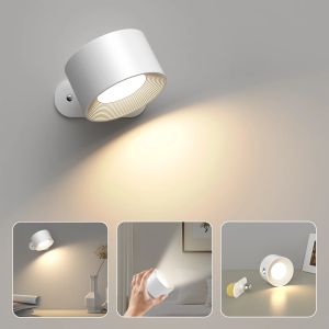 Led Wall Lamp Touch Control Remote 360 Rotatable 1200mah USB Recharge Wireless Portable Night Light For Bedroom Reading Lamp