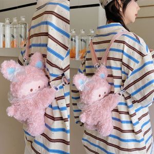 FSFDS Plush Toy Bunny Crossbody Bag Doll Lamb Animal Shoulder Bag Cute Large Capacity Children Backpack Lady