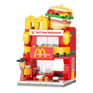 PAIFU MINI building blocks for kids educational toys for boys 7 to 12 years old Mini City Street View Toy Burger Shop Apple Store Coffee Shop KFC mcdonald Blocks bricks toys Puzzle Compatible Birthday gift (without box)