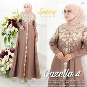 Gazela Gazzela 2 3 4 5 by Spassy Gamis Maxi Dress Bahan Toyobo aksen Bordir LD 108 PB 140