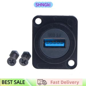 SHNGki D type Metal USB Socket Double Pass Connector USB 3.0 Connector Panel Mounting