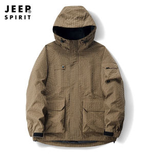 JEEP SPIRIT Mens Jacket Mens and Womens Charge Coat Clothes Mens Outdoor Mountaineering Suits Windproof and Waterproof Hooded Casual Jacket