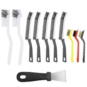 ZG285 11Pcs Khử nhiễm mạnh Bộ bàn chải làm sạch kẽ hở Lông cứng Làm sạch sâu Bộ bàn chải và xẻng dây Làm sạch đa bề Chà gỉ Dụng cụ tẩy rỉ sét bếp Cho vết dầu