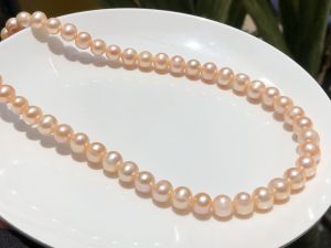 Vòng Cổ Ngọc Trai Tròn Màu Cam Hồng 8li Cn2