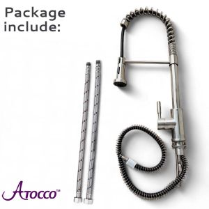 Atocco 63cm Stainless Steel Pull Down Kitchen Faucet 2 Functions Stream Spray Hot Cold Kitchen Tap 360° Rotation