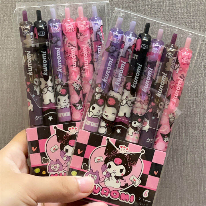 6pcs/set Cartoon Sanrio Kuromi 0.5cm Pen Ball Pens Press Type ST Head ...