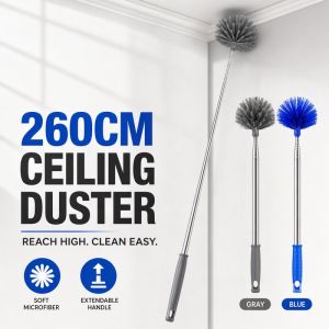 Ceiling Duster Extendable Pole Cobweb Cleaner Long Handle Lightweight Microfiber Home Indoor Outdoor