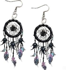 Bohemian dreamcatchers chùm bông tai Acrylic Bohemian chùm và hoa tai cho phụ nữ đầy màu sắc Bùa bắt giấc mơ trang sức dài Hippie dangle cho lễ hội ngày bãi biển