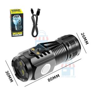 Mini LED Flashlight USB Rechargeable Portable Torch ntelligent Power Display for Camping Fishing Hiking Emergency