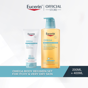 Eucerin Omega Body Regimen Set for Itchy & Very Dry Skin / Omega Balm 200ml + Omega Bath & Shower Oil 400ml