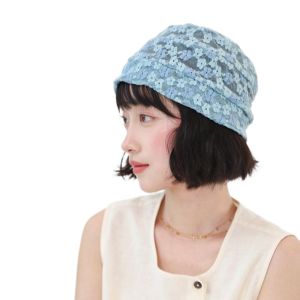 BAIXL Flower Lace Pullover Hat Thin Hollow Sunscreen Cap Sweet Korean Style Beanies Hat Apparel Accessories