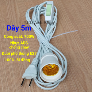 DÂY ĐUÔI ĐÈN E27 CÓ CÔNG TẮC - DÂY DÀI 3m - 5m - 8m - 10m