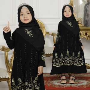 Gamis Abaya Turkey Anak Hitam Hamari Gold Kids Muslim Syari Anak Model Terbaru 2022 Perempuan Cewek Muslimah Anak 12 Tahun Set Jilbab Abaya Couple Ibu dan Anak Ym deFashion Baju Dress Gamis Abaya Anak
