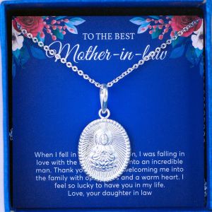 Mặt Dây Chuyền Bạc Tặng Mẹ Chồng Duy Hiển Hình Tượng Phật Quan Thế Âm Bồ Tát Hình Bầu Dục Đủ 2 Size