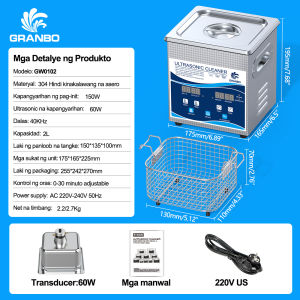 Granbo 15L Digital na Ultrasonic na Makinang Panlinis na may Timer at Basket para sa Paglilinis ng Alahas Relo Makinang panlinis ng ultrasoniko