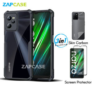 3in1 Case Realme Narzo 50A Prime Armor Fushion Casing Free Tempered Glass Dan Skin Carbon