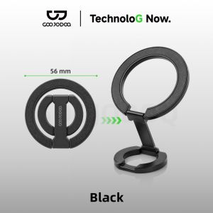 GOOJODOQ Dual Magnetic Phone Holder Stand Mini Portable Foldable Adjustable Viewing Angles Lightweight Finger Ring Holder Stand for Smartphones