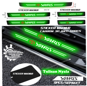 stiker karbon 3d sillplat toyota yaris 9pcs pelindung pijakan mobil