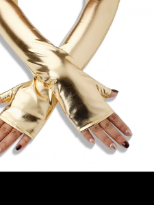 Metallic Gloves Nightclub Dancing Gloves Christmas Party Supply Half Finger Stretchy Gloves for Concert Opera