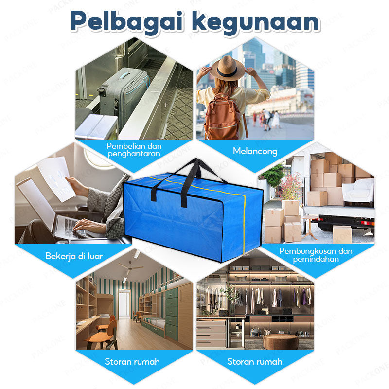 PACKONE 86L Blue Storage Bag, Heavy Duty Zipper Clothes Organizer For Moving Travel
_voghion.com