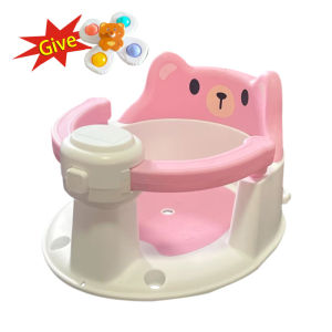Orzbow Baby Shower Seat Newborn Shower Basin Seat with Suction Cup Anti Slip Bath Bench Give Toy