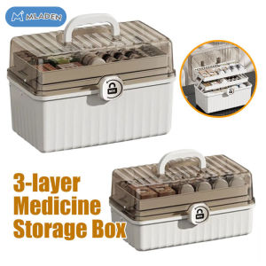 MLADEN First Aid Safe Medication Storage Box 3 Layers Emergency Medicine Kit Case Large Capacity Storage Box 储存箱