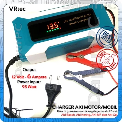 VRtec Charger Aki 6A 12V DigitaI Intelligent Automatic Mobil Motor