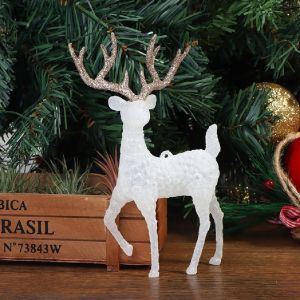 Glitter Christmas Reindeer Cake Topper Standing Deer Figurine Plastic Ornament for Baking Dessert Party Xmas Tree Decoration