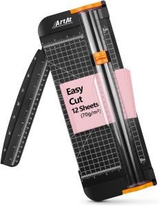 ArtAt A4 Paper Cutter Guillotine:12 Inch Straight Cutting Paper Trimmer Scrapbooking Tool with Automatic Security Blades for Cut Craft Paper Card Coupon Vinyl Label and Photo Side Ruler guillotine