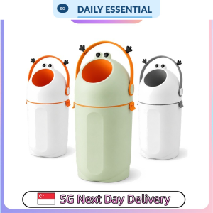 【DAILY ESSENTIAL】 Character Trash Bin with Rotating Handle and Lid