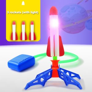 Kids Rocket Launcher Toy Skyrocket Flying Blaster Rocket Launcher Air Rocket with 3 LED Children Outdoor Sports Game Birthday Gifts