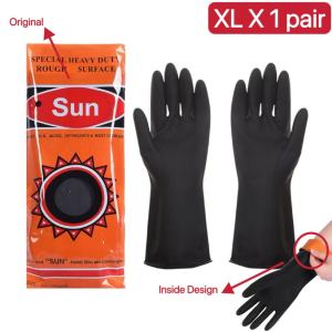 Pair black sun gloves rubber gardening gloves for washing clothes rubber gloves for kitchen gloves chemical resistant gloves for dishwashing cleaning gloves housekeeping laundry gloves safety gloves for gaming welding gloves cleaning tools home essential