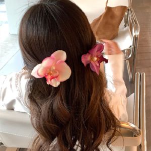 RXHWF Pink Orchid Flower Hair Clip Hair Ornament Hair Accessories Bohemia Barrette Japanese Side Barrettes Sweet Hairpin Wedding Decoration