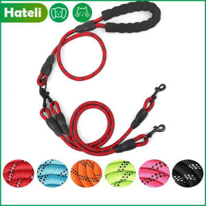 Hateli đôi Dây Xích cho hai con chó ba con chó đi Bộ phản chiếu Hai Dây Xích Chó Dây Kéo Tay cầm thoải mái Vòng cổ cho chó dây thừng cho chó lớn và trung bình nhỏ 1.5 mét dài