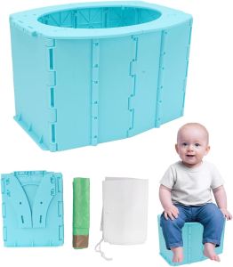 Portable Potty for Toddler Travel Reusable Foldable Potty Training Toilet with Travel Bag and Liners On the Go Potty Emergency Toilet for Car Camping Indoor Outdoor