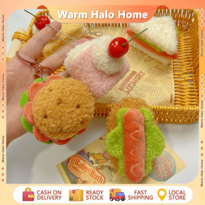 Cute Food Plush Keychain Hamburger Hot Dog Cake Sandwich Soft Doll Bag Pendant Food Keychain Pendant Gift