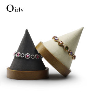 Oirlv mới vòng đeo tay bằng gỗ rắn hiển thị với đáy tròn giá trang sức sợi nhỏ giá để đồ trang sức để trưng bày SM024