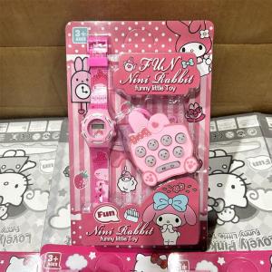 Kuromi Melody Kitty Unicorn Pink Bear Cute Rabbit digital watch with toy whack a mole keychain pop in kids toy watch