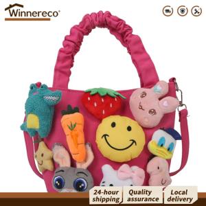 [Winnereco Flagship Mall]กระเป๋าสะพายผ้าฝ้ายสำหรับเด็กผู้หญิง ปรับสายได้ พับเก็บได้ง่าย เหมาะสำหรับเดินทางและกิจกรรมช็อปปิ้งในสีสันสดใส