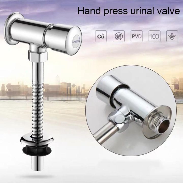 Urinal Flush Valve Zinc Alloy Manual Flush Valve Hand Pressing Toilet ...