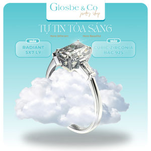 Nhẫn Kim Cương Nữ Radiant Glosbe & Co Bạc 925 Viên Chủ 5x7Ly Kết Hợp Cubic Zirconia Tạo Nên Vẻ Đẹp Sang Trọng Quý Phái - NBN45