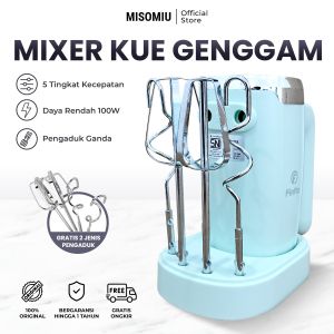 Hand Mixer Elektrik 5 Level Kecepatan 100 Watt Alat Pengocok Telur Free 2 Stik Pengaduk