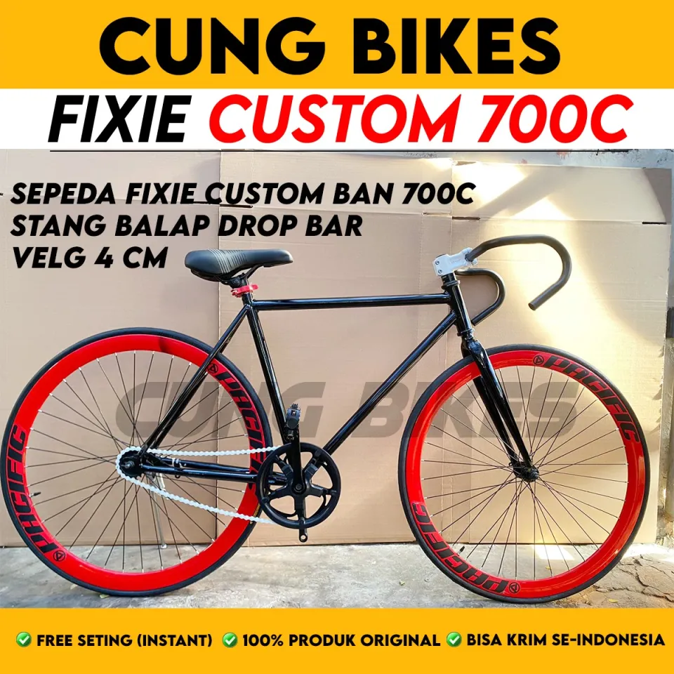 Sepeda Fixie custom Sport Frame Besi 700C Velg Tinggi rem Torpedo