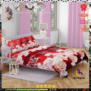 Sprei katun motif red roses aesthetic anti geser king size LP