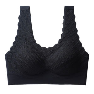 Maniyun Bubble Lace Seamless Bra Fixed Cup Small Chest Gathered Backless Bra Non-wired Comfort Sleeping Bra Push Up Bra Lingerie