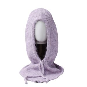 GERDA Thick Yarn Winter Balaclava Hat Trendy Style Ear Protection Integrated Scarf Cap Fluffy Bonnet Shrug Cozy Fleece Solid Color Beanie Women