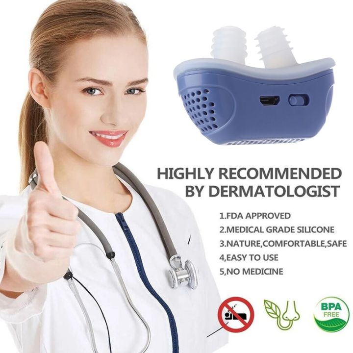 TYH Blue Micro Electric Noise Anti Snoring Device Sleep Apnea Stop