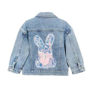 Spring Girls Denim Jacket Cute Rabbit Autumn Fashion Little Princess Baby Coat Birthday Gift 1 2 3 4 5 6 8 10 Years Kids Clothes2026